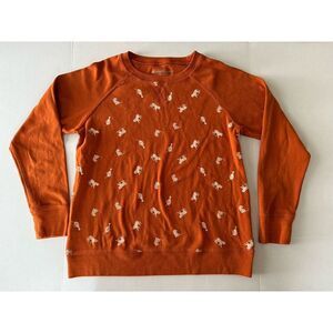 Eddie Bauer Women's Sweater Orange Tiger Long Sleeve Legend Wash Medium